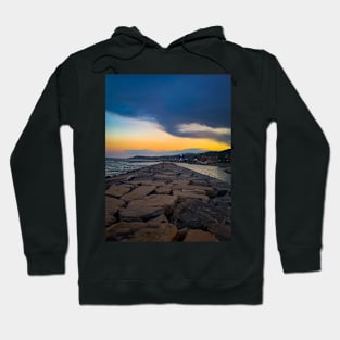 Summer Sunset Sea Rocks Nature Italy Hoodie